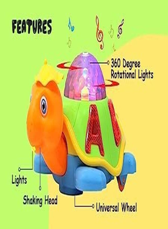 HDA GROUP Musical Sound Toy Musical Bump and Go Tortoise Toy with 3D Flashing Light & Sound for Kids 3+ Years | Fun & Educational Musical Learning Toy with Lights & Sounds (Multicolor) - Image 2